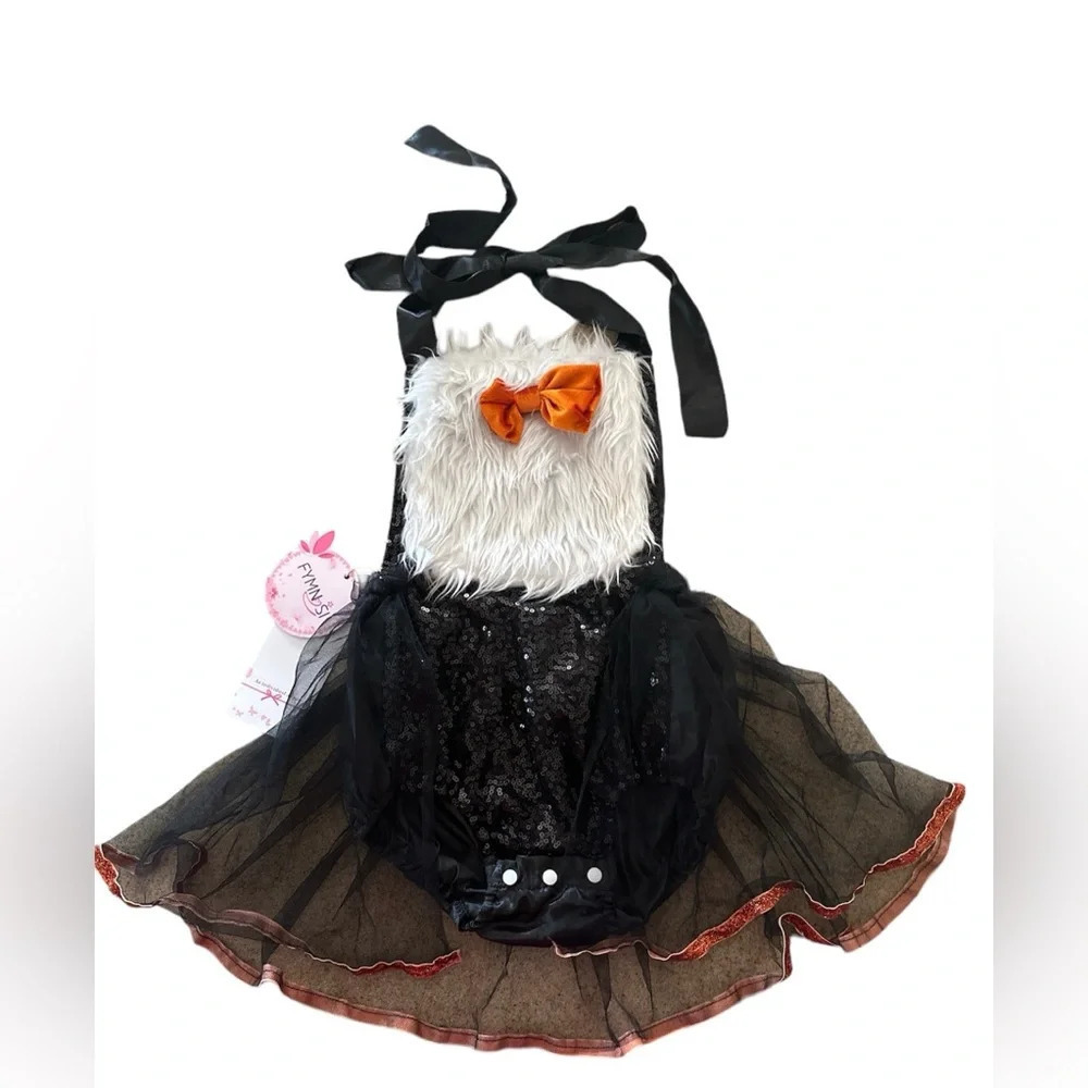 Kid’s Baby Girl’s Halloween Black Apron Tutu Sequins Costume Size 100/3 Yrs